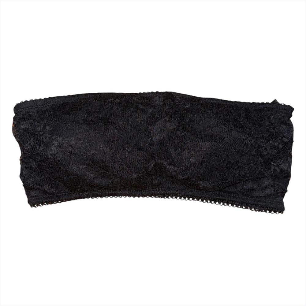 Velvet Kitten Black Lace Strapless Bandeau Bralette Bra Large Padded Cups Sexy